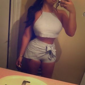 Cute two piece striped set